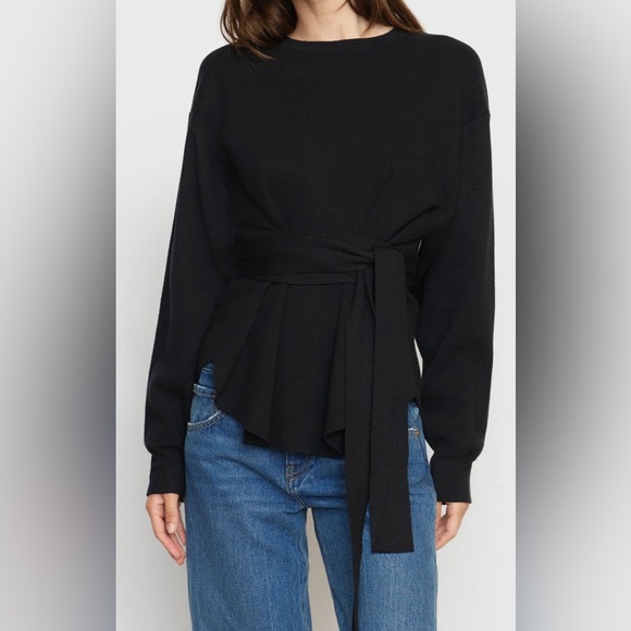 Modern Citizen Sweaters - Modern Citizen Nara Tie-Front Knit Sweater Black XL
